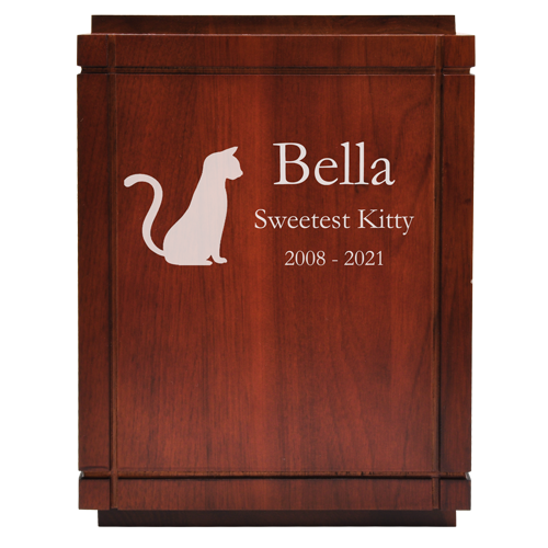 Pet Personalized Cherry Finish Grooved Vertical Wood Pet Urn