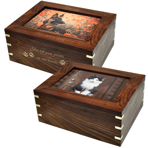 Perfect Wood Box Pet Urn with Photo Window, Large